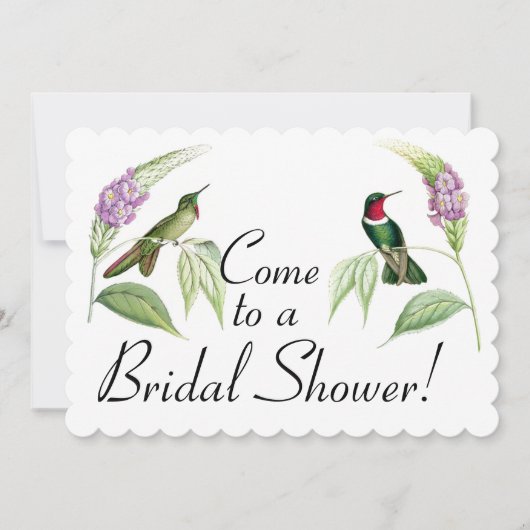 Hummingbird Birds Floral Bridal Shower Invitation Kaart (Voorkant)
