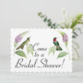 Hummingbird Birds Floral Bridal Shower Invitation Kaart (Staand voorkant)