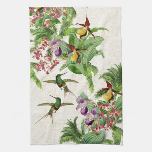 Hummingbird Birds Flowers Animals Kitchen Towel Theedoek