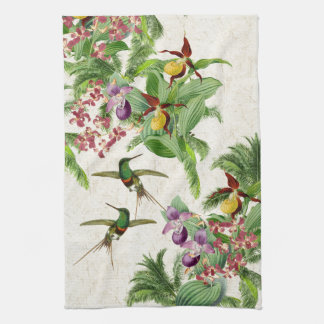 Hummingbird Birds Flowers Animals Kitchen Towel Theedoek