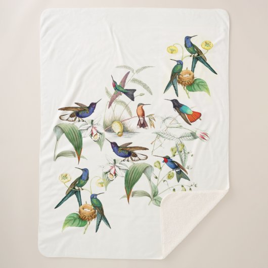 Hummingbird Birds Flowers Animals Sherpa Blanket Sherpa Deken (Voorkant)