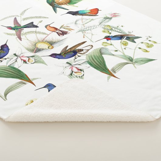 Hummingbird Birds Flowers Animals Sherpa Blanket Sherpa Deken (3/4)
