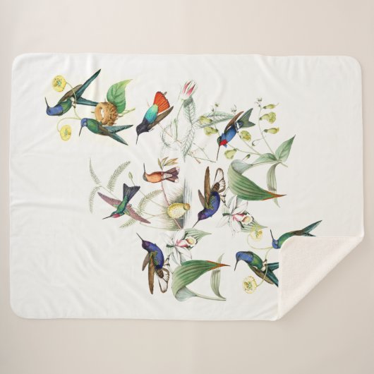 Hummingbird Birds Flowers Animals Sherpa Blanket Sherpa Deken (Voorkant (horizontaal))