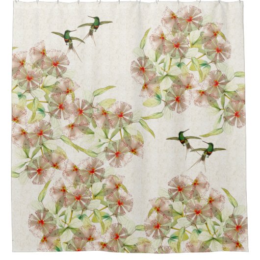 Hummingbird Birds Flowers Animals Showgordijn Douchegordijn (Voorkant)
