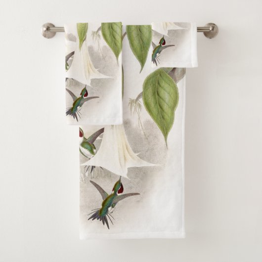 Hummingbird Birds Flowers Bath Towel Set Bad Handdoek (Insitu)