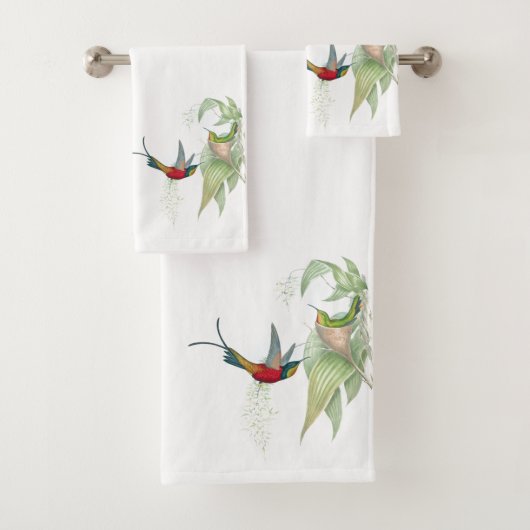 Hummingbird Birds Flowers Bath Towel Set Bad Handdoek (Insitu)