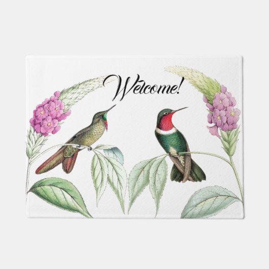 Hummingbird Birds Flowers Wildlife Welkom Doormat Deurmat (Voorkant)