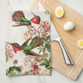 Hummingbird Birds Honeysuckle Flower Kitchen Towel Theedoek (Quarter Fold)