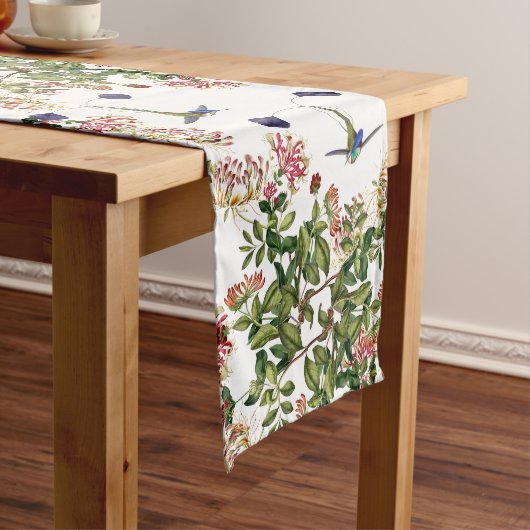 Hummingbird Birds Honeysuckle Flowers Table Runner Medium Tafelloper (Voorbeeld)