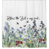 Hummingbird Birds Iris Flower Christelijk Douchegordijn (Voorkant)