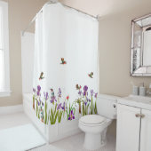 Hummingbird Birds Iris Flowers Showgordijn Douchegordijn (In situ)