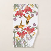 Hummingbird Birds Lily Flowers Bath Towel Set Bad Handdoek (Handdoek)