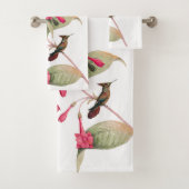 Hummingbird Birds Pink Flowers Bath Towel Set Bad Handdoek (Insitu)