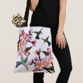 Hummingbird Birds Plumeria Flowers Canvas tas (Dichtbij)