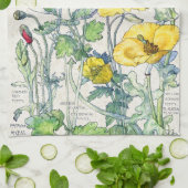 Hummingbird Birds Poppy Wildflower Kitchen Towel Theedoek (Gevouwen)
