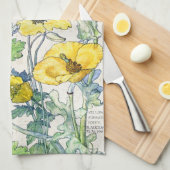 Hummingbird Birds Poppy Wildflower Kitchen Towel Theedoek (Quarter Fold)