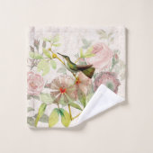 Hummingbird Birds Roos Flowers Bath Towel Set Bad Handdoek (Wasdoekje)