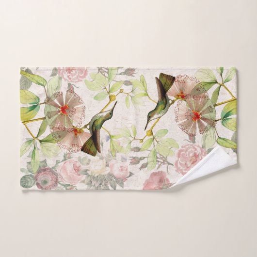 Hummingbird Birds Roos Flowers Bath Towel Set Bad Handdoek (Handdoek)