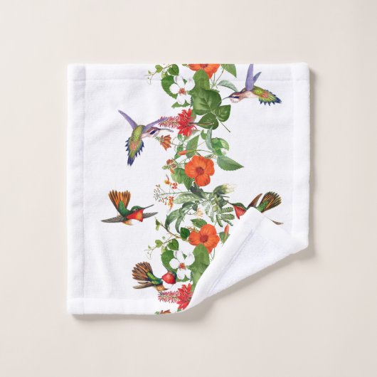 Hummingbird Birds Tropical Flowers Bath Towel Set Bad Handdoek (Wasdoekje)