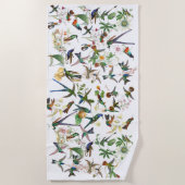 Hummingbird Birds Tropical Flowers Beach Towel Strandlaken (Voorkant)