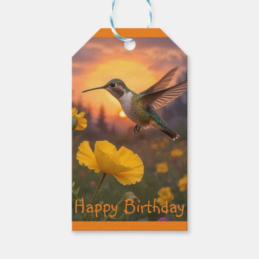 Hummingbird Birthday Cadeaulabel (Voorkant)