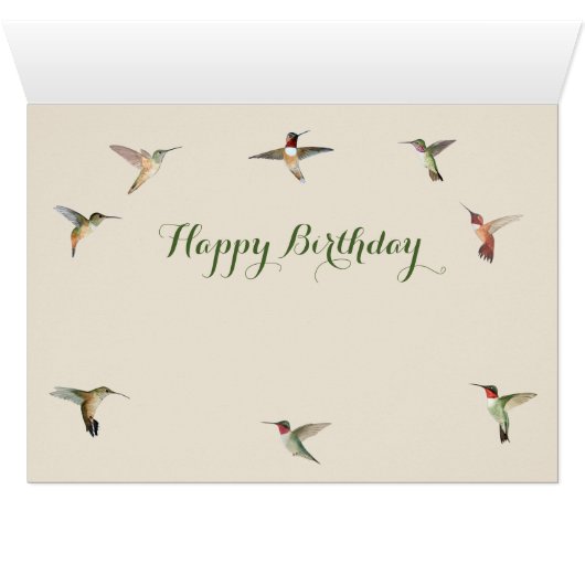 Hummingbird Birthday Card (Binenzijde Horizontaal (Onderkant))
