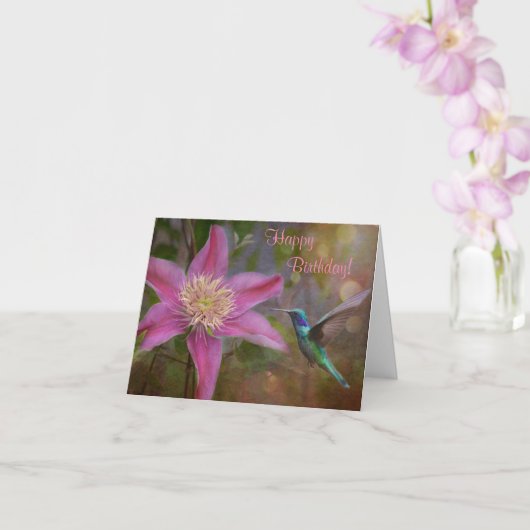 Hummingbird Birthday Card Kaart (Orchidee)