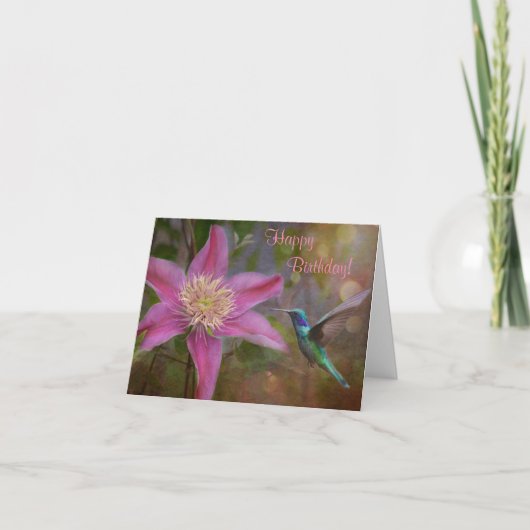 Hummingbird Birthday Card Kaart (Voorkant)