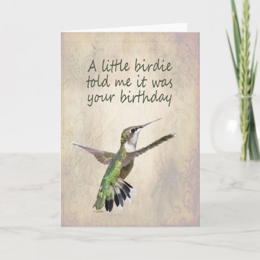 Hummingbird Birthday Card Kaart (Voorkant)