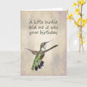 Hummingbird Birthday Card Kaart (Gele Bloem)