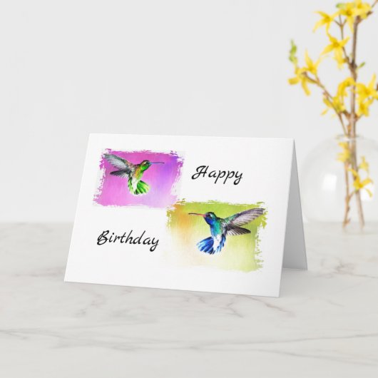 Hummingbird Birthday Card Kaart (Gele Bloem)
