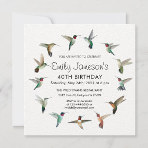 Hummingbird Birthday Invitation Kaart