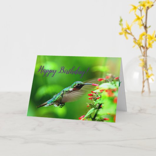 Hummingbird Birthday Kaart (Gele Bloem)