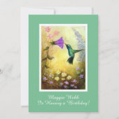 Hummingbird Birthday Party Invitation (groen) Kaart (Voorkant)