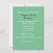 Hummingbird Birthday Party Invitation (groen) Kaart (Achterkant)