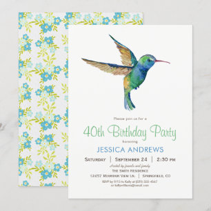 Hummingbird Birthday Party Invitation Kaart