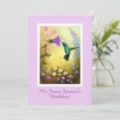 Hummingbird Birthday Party Invitation (Lavender) Kaart (Staand voorkant)