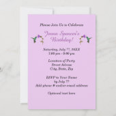 Hummingbird Birthday Party Invitation (Lavender) Kaart (Achterkant)