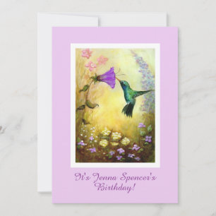 Hummingbird Birthday Party Invitation (Lavender) Kaart