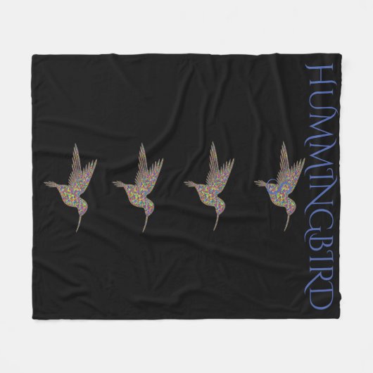Hummingbird Black fleece deken. (Voorkant (Horizontaal))