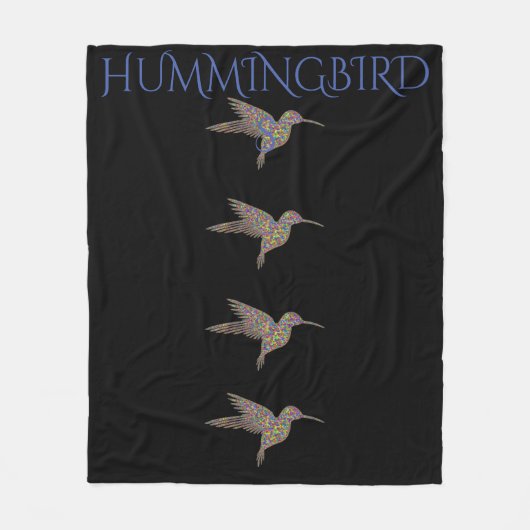 Hummingbird Black fleece deken. Deken (Voorkant)