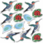 Hummingbird Blauw Vogel Lieveheersbeestje Illustra Sticker (Voorkant)