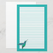 Hummingbird Blauwgroen Blue Lined Briefpapier (Voorkant / Achterkant)