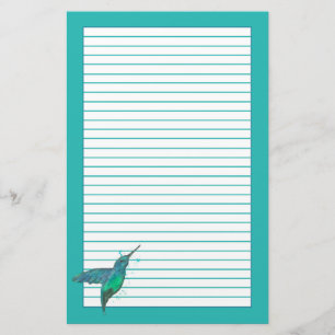 Hummingbird Blauwgroen Blue Lined Briefpapier