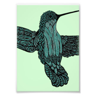 Hummingbird - Blauwgroen Foto Afdruk