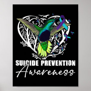 Hummingbird Blauwgroen Paarse lint zelfmoordpreven Poster