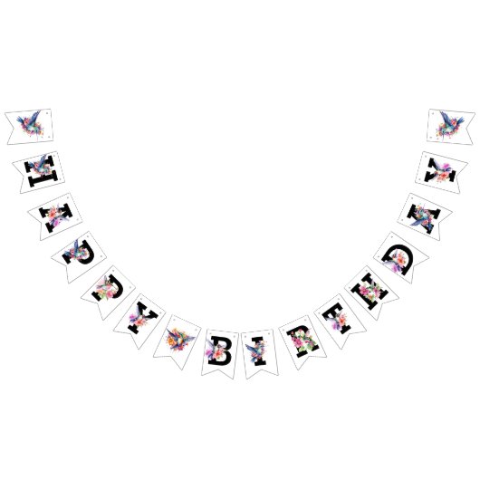 Hummingbird bloemboeket verjaardagsfeestje vlaggetjes (Alle)