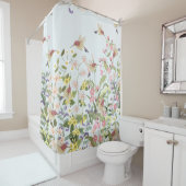 Hummingbird bloementuin  illustratie douchegordijn (In situ)