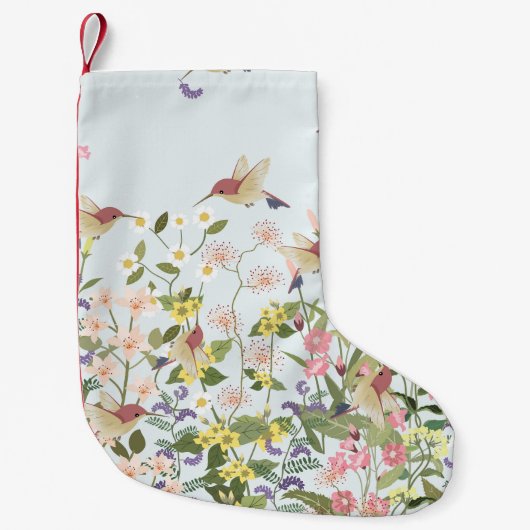 Hummingbird bloementuin illustratie kleine kerstsok (Voorkant)