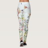 Hummingbird bloementuin illustratie leggings (Achterkant)